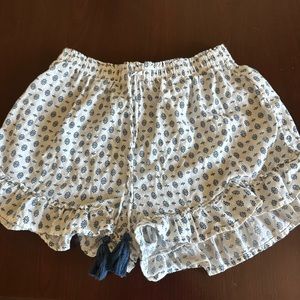 Floral Blue Ruffle Women Shorts